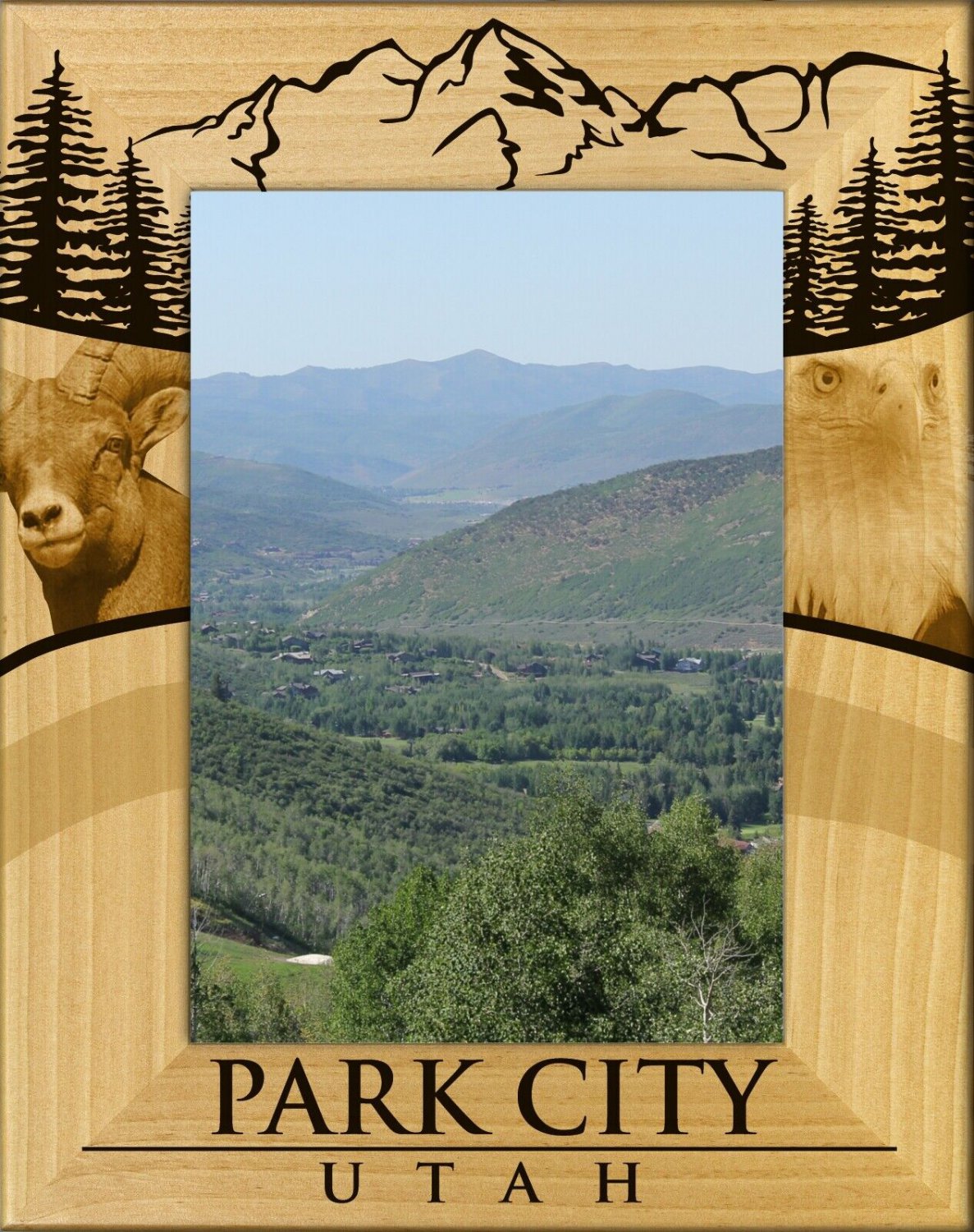 Park City Utah Laser Engraved Wood Picture Frame Portrait (4 x 6)