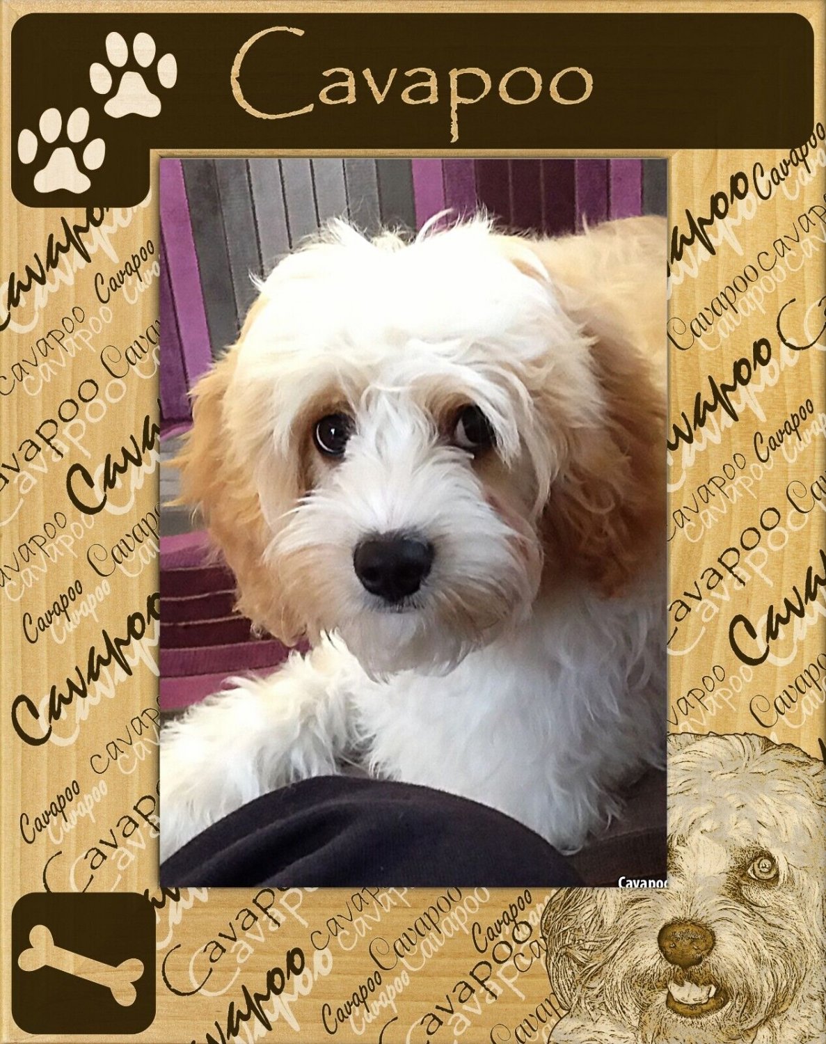 Cavapoo Laser Engraved Wood Picture Frame Portrait (4 x 6)