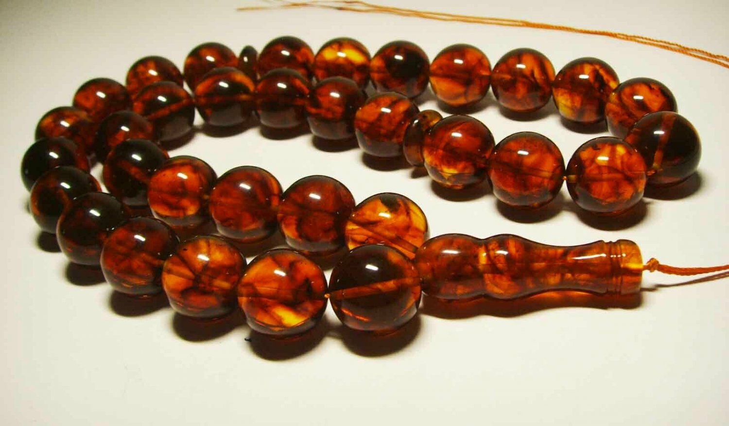 Islamic 33 Prayer beads Natural Baltic Amber pressed tasbih rosary 79.63gr B-680