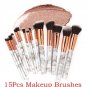 15 pcs Marble Texture Makeup Brushes Set For Women Daily Powder Eyeshadow Background