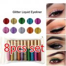 8pcs Awesome Glitter Cosmetics 8 Color Waterproof Shimmer Pigment Silver Gold Metallic