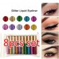 8pcs Awesome Glitter Cosmetics 8 Color Waterproof Shimmer Pigment Silver Gold Metallic