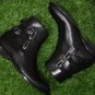 Handmade Men Black Elegant 2 Straps Jodhpurs Leather Boot, Men fashion Boot