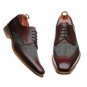Handmade Mens Two tone Wing tip Dress shoes, Good year welted sole shoes for men