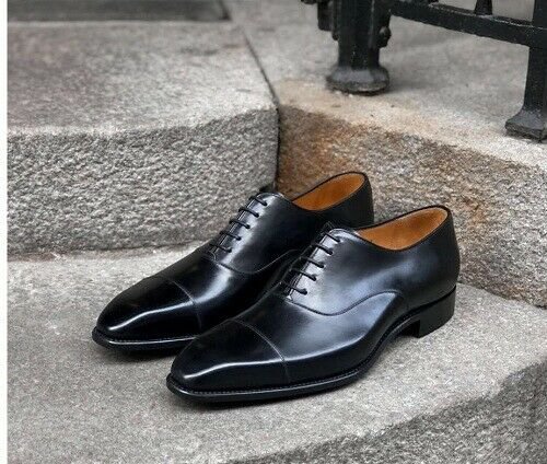 Handmade Mens Oxfords Dress shoes, Men Black oxford formal shoes, Mens shoes