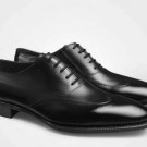 Handmade Mens Black wing tip Leather dress shoes, Men black Oxfords formal shoes