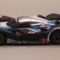 HO AFX - Tomy Slot Car Black Silver Blue #9 Peugeot Le Mans on a MEGA G Chassis