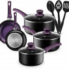 Chef's Star 11 Piece Pots and Pans Set Non-Stick 100% APEO PFOA and PFOS Free (Purple,Blue,Red)