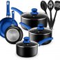Chef's Star 11 Piece Pots and Pans Set Non-Stick 100% APEO PFOA and PFOS Free (Purple,Blue,Red)