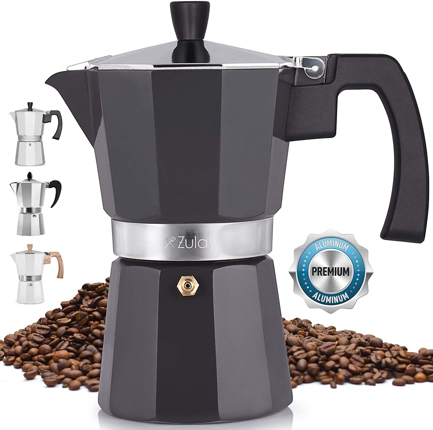 Zulay Classic Stovetop Espresso Maker Classic Italian Style 5.5 Espresso Cup Moka Pot Quick Cleanup
