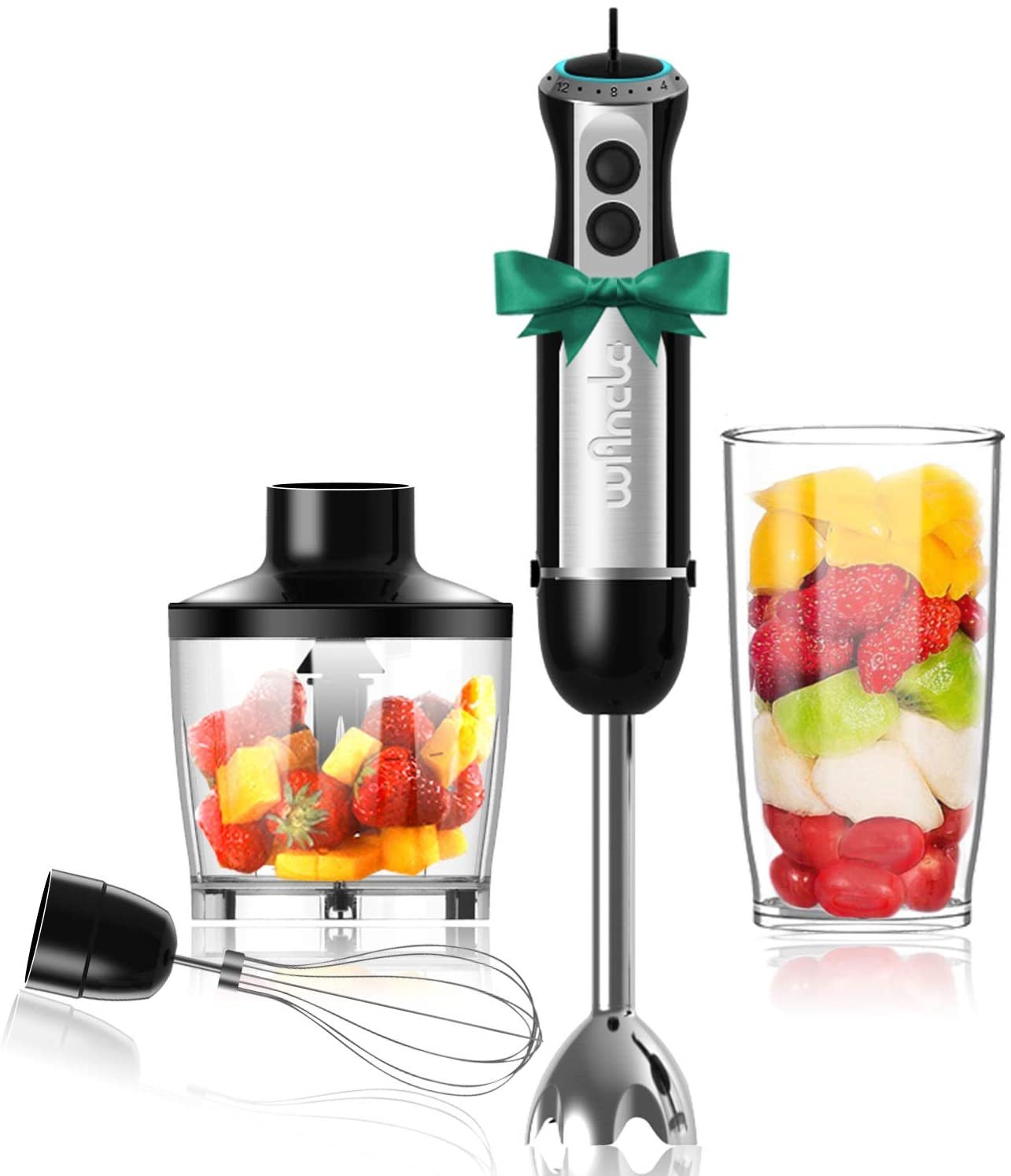 Wancle Immersion Hand Blender Set Stick Blender 16 Speed 4-in-1 500ml Food Grinder 600ml Container