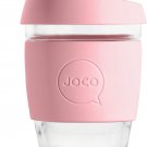 JOCO 12oz Glass Reusable Coffee Cup (Strawberry Pink)