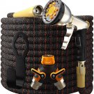 Garden Hose Expandable 4 Layers Latex Extra Strong Brass Connectors Durable Zinc Spray Nozzle 50Feet
