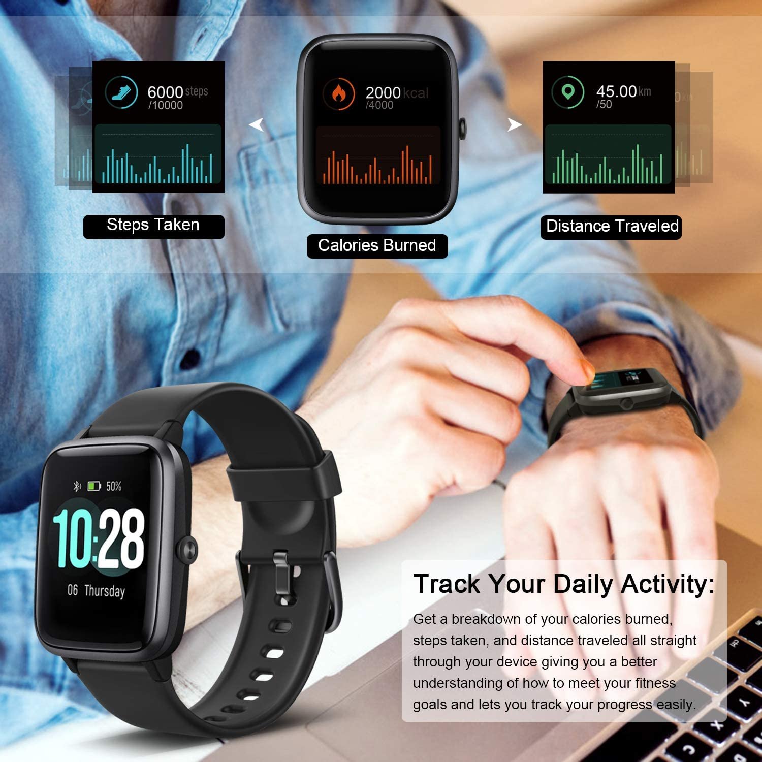 letsfit smart watch ip68