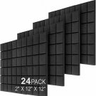 JBER Acoustic Foam Panels, 24 Pack 2" X 12" X Studio Wedge Tiles, Black