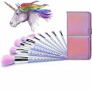Ammiy Unicorn Makeup Brushes 10pcs With Colorful Bristles Horn silver