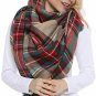Warm Women Blanket Scarf Oversized Tassel Tartan Wrap Shawl Plaid Cozy Blush