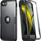 YOUMAKER [2020 Upgraded] for iPhone SE 2020 Case, Full Body Rugged with Black