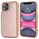 Arae Case for iPhone 11 PU Leather Wallet with Card Pockets Rose Gold