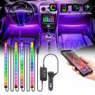 Kemaier Car Strip Lights, 4pcs 48 LED Multicolor Music Interior Multi-colored