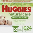 Huggies Natural Care Sensitive Baby Wipes, Unscented, 3 Refill Packs (624...