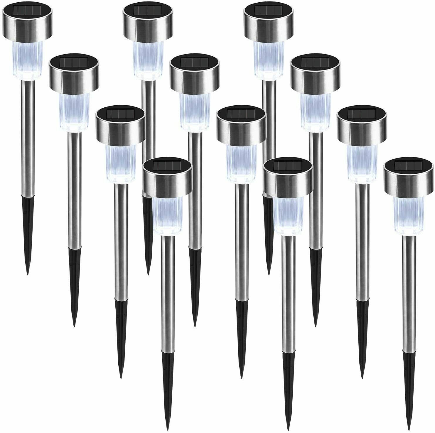 Foxdott Solar Lights Outdoor, 12Pack solar pathway lights outdoor, Cool White
