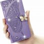 Samsung Galaxy A32 5G Women Wallet Case, 3D Butterfly Rhinestone Violet