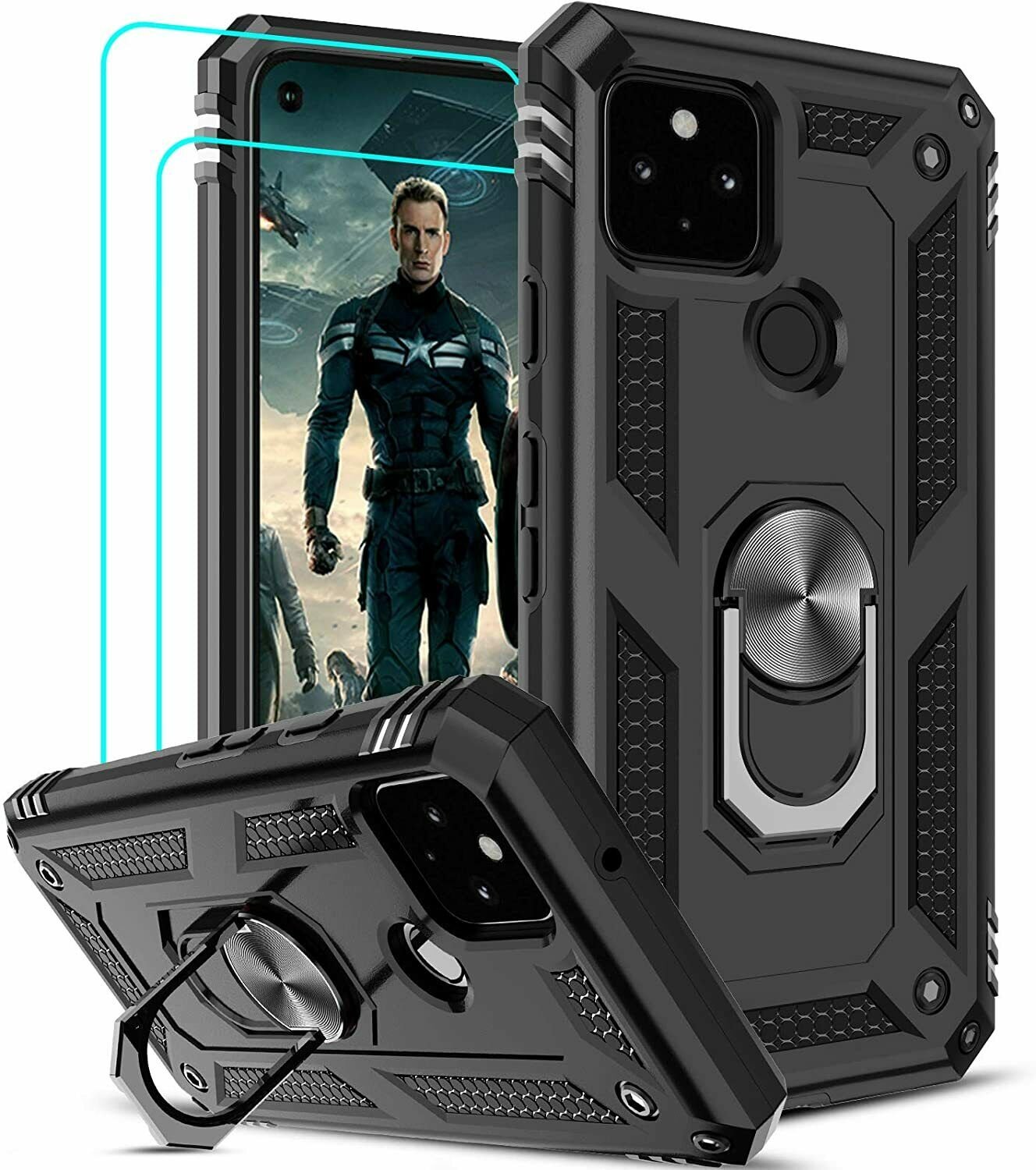 LeYi Google Pixel 4a 5G Case (Not Fit 4a) with [2 Pack] Tempered Black