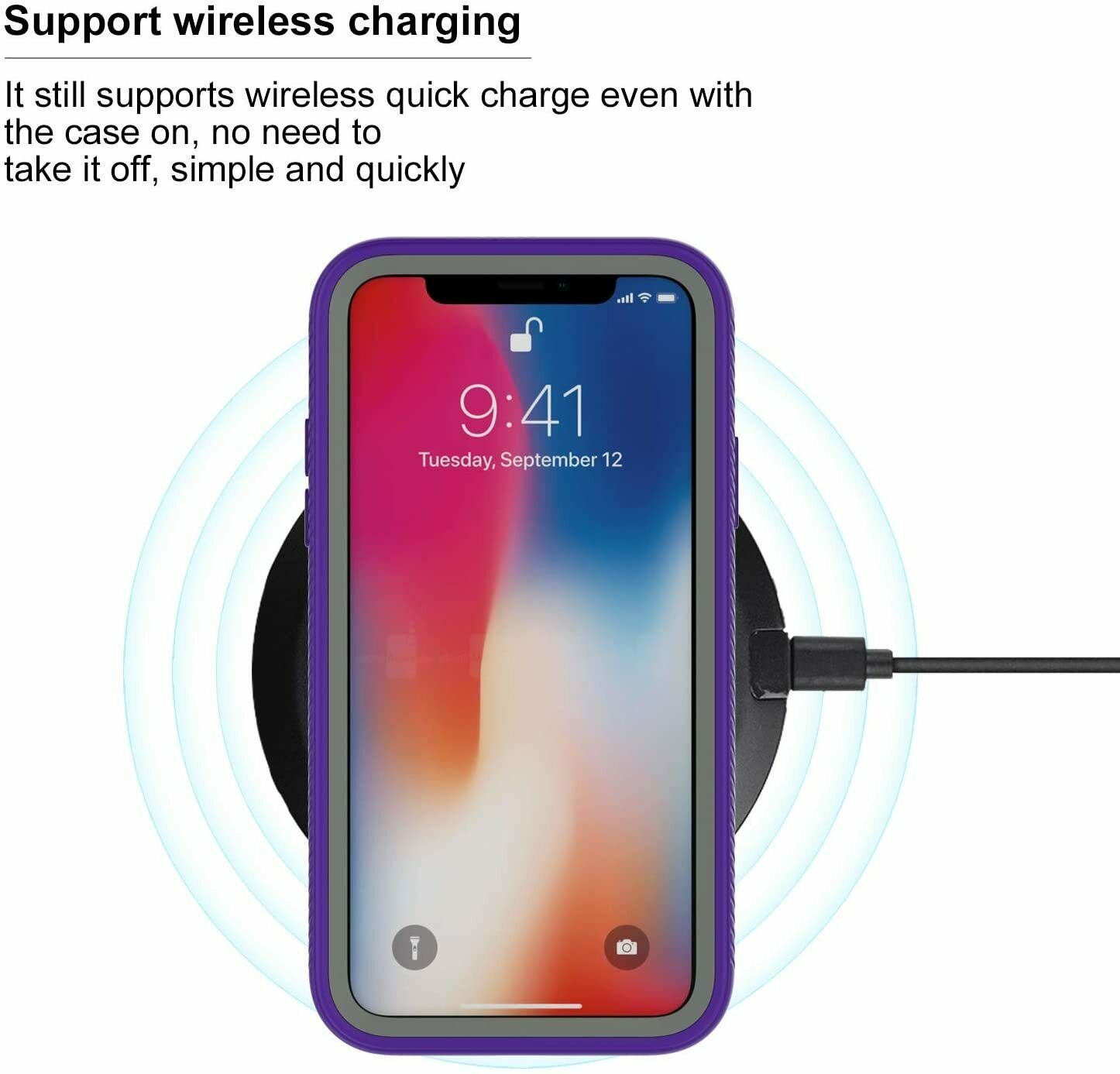 Leyi Compatible For Iphone X Case Xs Case With Tempered Glass Purple
