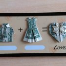 Gift for lovers. Lovers ' origami frame with magnet. Original banknote 1$