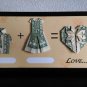 Gift for lovers. Lovers ' origami frame with magnet. Original banknote 1$