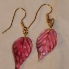 Jewlery, pretty rose colored earrings, leaf shaped