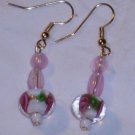 Pretty pink glass earrings