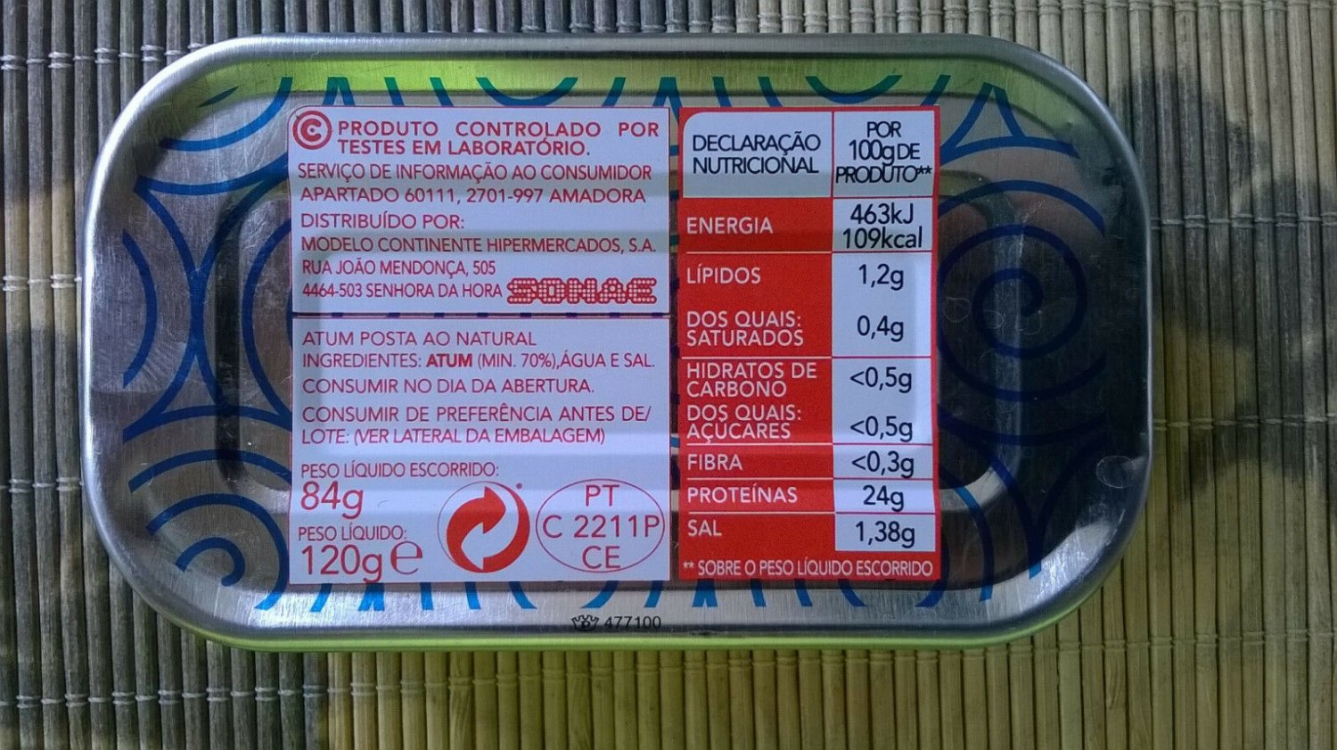 12x Cans of Portuguese Natural Tuna Fish 120g 4,23oz!Canned tuna!Best