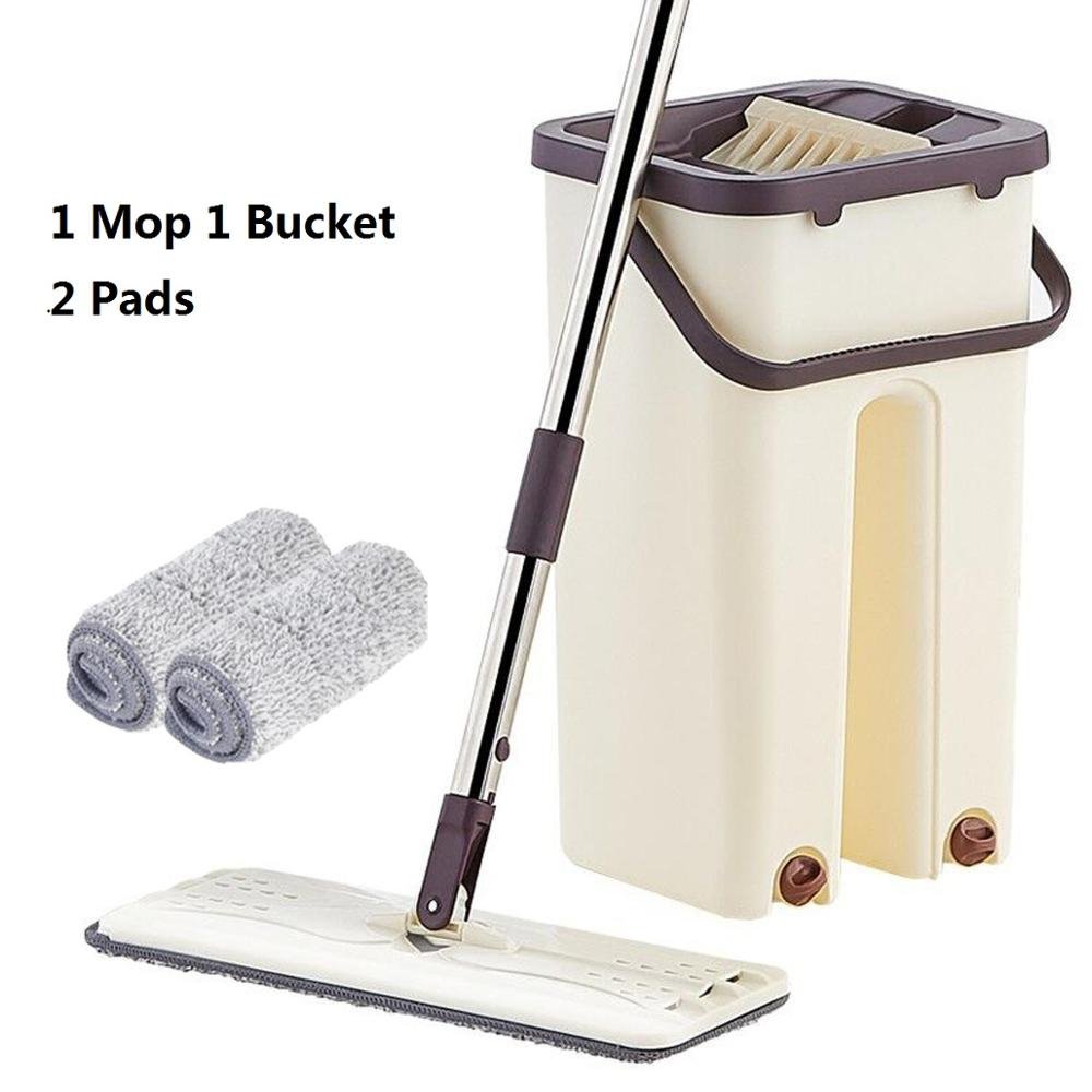 Hand-Free Wringing Floor Cleaning Mop Wet/Dry Magic Automatic Spin Self Cleaning (1 Mop & 2 Pads)