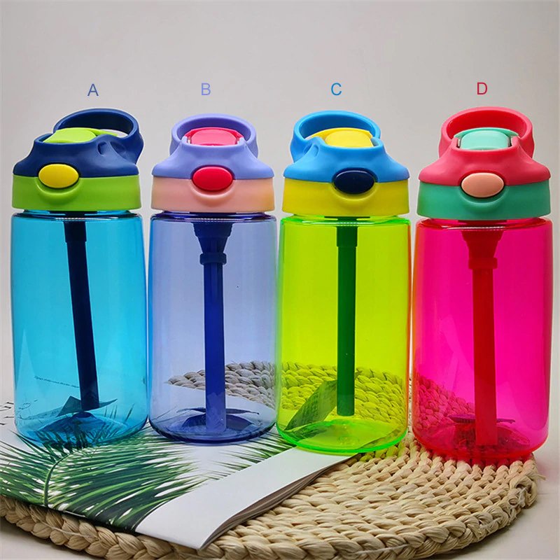 Baby Water Bottles Infant Cup Children Learn Feeding Straw Juice Drinking Bottle (4-Color)