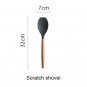 Silicone Kitchen Cooking Tools Utensils Spatula Shovel Spoon Wooden Handle Heat Resistant (8-Shape)