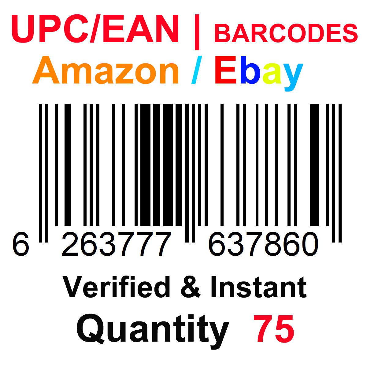 75-Nos UPC EAN Barcodes Numbers GS1 Product ID for New Listing on ...