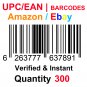 300-Nos UPC EAN Barcodes Numbers GS1 Product ID for New Listing on Amazon, eBay & more