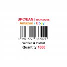 1000-Nos UPC EAN Barcodes Numbers GS1 Product ID for New Listing on Amazon, eBay & more