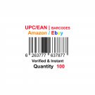 100-Nos UPC EAN Barcodes Numbers GS1 Product ID for New Listing on Amazon, eBay & more