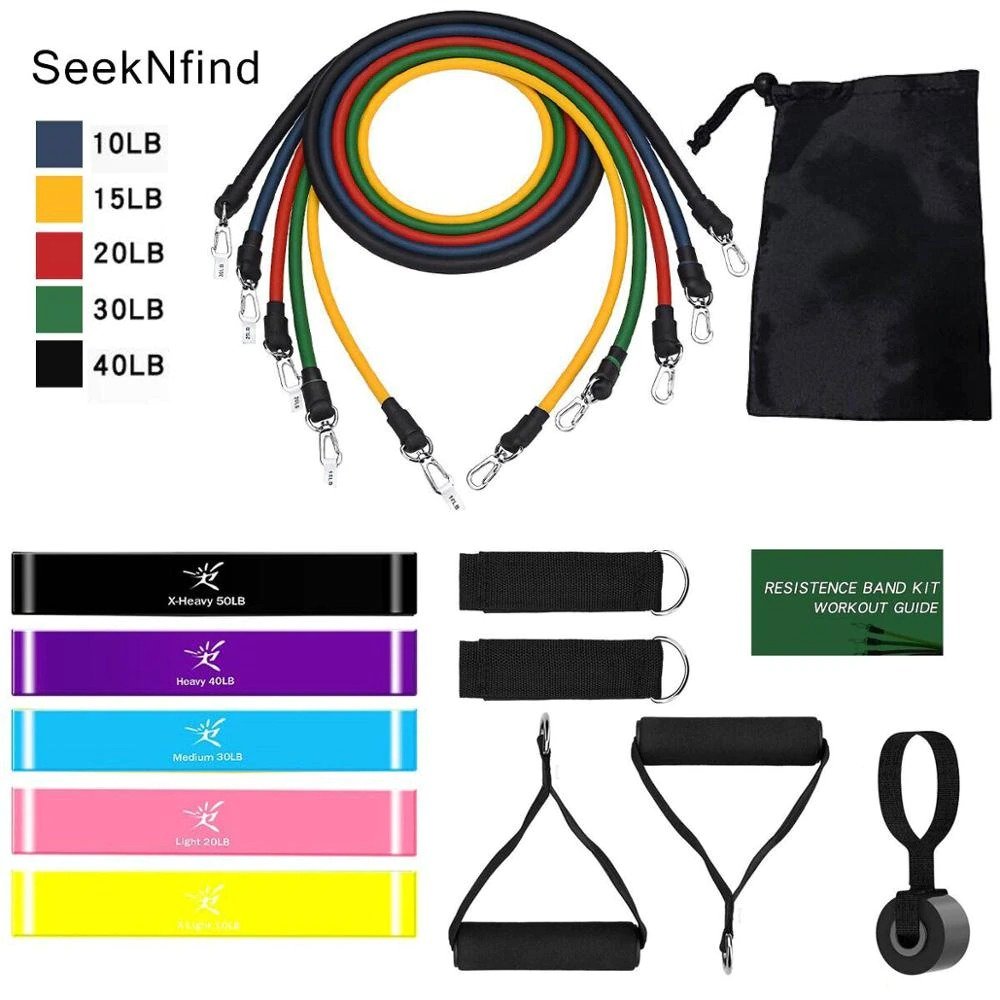 17-Pcs Resistance Bands Expander Yoga Rubber Tubes Stretch Training Gyms Workout Elastic Pull Rope