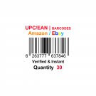 30-Nos UPC EAN Barcodes Numbers GS1 Product ID for New Listing on Amazon, eBay & more