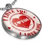 LADIES 18" STAINLESS STEEL SILVER CIRCLE HEART I LOVE YOU BLACK CORD NECKLACE