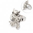 LADIES GIRLS SILVER OWL ANTIQUE LOOK CZ ADJUSTABLE FASHION RING