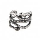 LADIES GIRLS SILVER SNAKE SERPENT ANTIQUE ADJUSTABLE FASHION CUFF RING