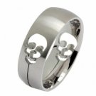 MENS BOYS SURGICAL STEEL JEWELLERY CUT OUT SKULL SKELETON GHOST BAND RING