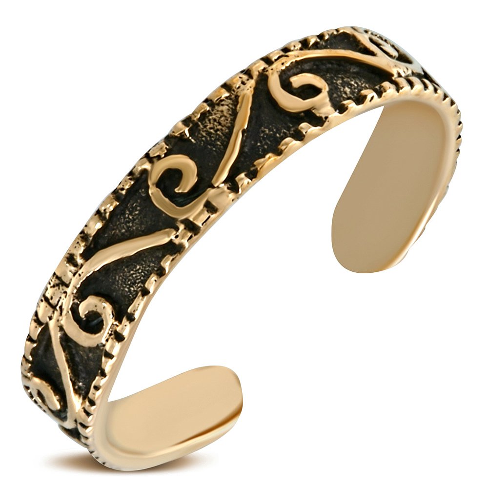 BRONZE ANTIQUE VINTAGE LOOK ADJUSTABLE LADIES GIRLS SPIRAL FASHION CUFF TOE RING