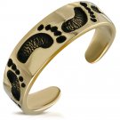 BRONZE ANTIQUE VINTAGE LADIES GIRLS BABY FEET FOOTPRINT ADJUSTABLE CUFF TOE RING
