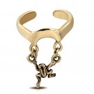 BRONZE POLISHED LADIES GIRLS ADJUSTABLE FROG CHAIN CHARM FASHION CUFF TOE RING